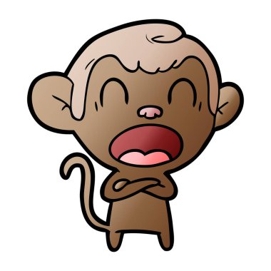 bağırarak karikatür maymun vektör çizim