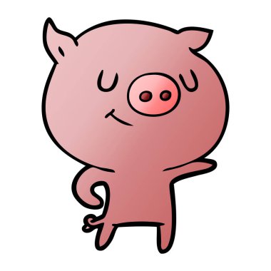 mutlu karikatür domuz vektör çizim