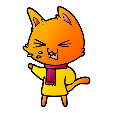 vektör çizim karikatür kedi tıslama