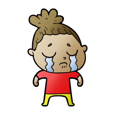 vektör çizim karikatür ağlayan kadın