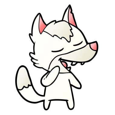 vektör çizim karikatür kurt gülen