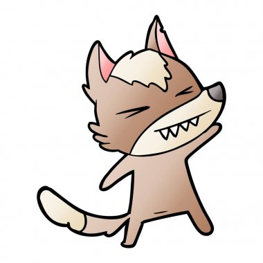 vektör çizim öfkeli wolf çizgi film