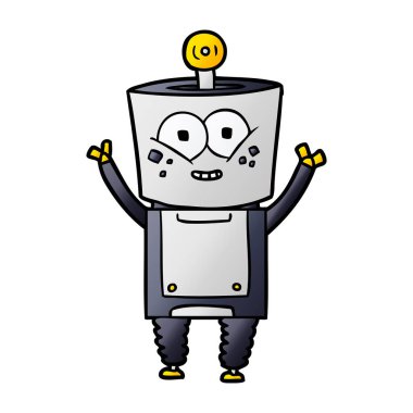 mutlu karikatür robot vektör çizim