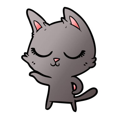 Sakin karikatür kedi vektör çizim