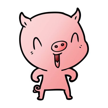 mutlu karikatür domuz vektör çizim