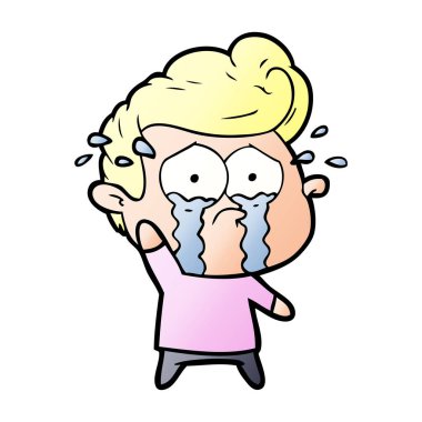 adam ağlıyor çizgi film vektör çizim