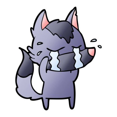 vektör çizim karikatür ağlayan kurt