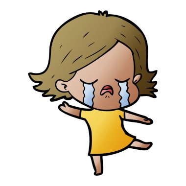 vektör çizim karikatür kız ağlıyor