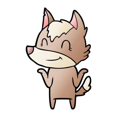 vektör çizim dostu karikatür kurt