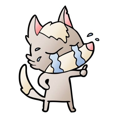 vektör çizim karikatür ağlayan kurt