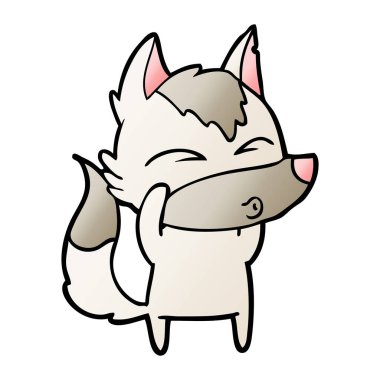 vektör çizim karikatür kurt ıslık