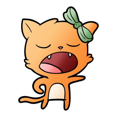 vektör çizim karikatür esneme kedi