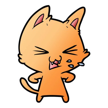 vektör çizim karikatür kedi tıslama