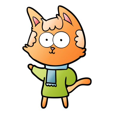 vektör çizim karikatür mutlu kedi