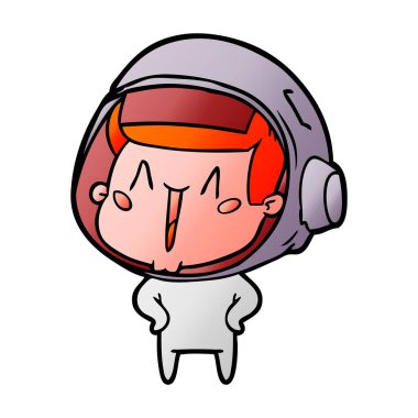 mutlu karikatür astronot vektör çizim