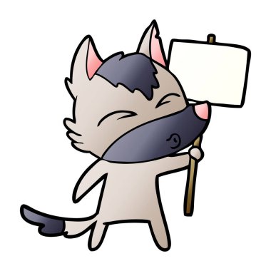 çizgi film kurt protesto işareti ile