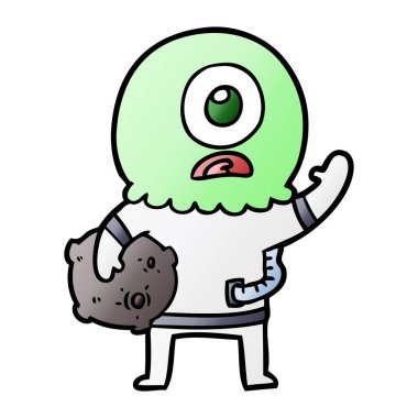 Tepegöz'ü yabancı uzay adamı sallayarak çizgi film