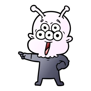 mutlu çizgi film uzaylı vektör çizim