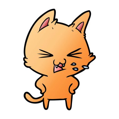 vektör çizim karikatür kedi tıslama