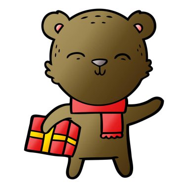 mutlu karikatür ayı ile hediye