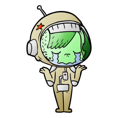 vektör çizim karikatür ağlayan astronot