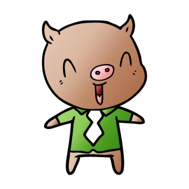 mutlu karikatür domuz vektör çizim