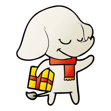 vektör çizim karikatür Noel fil