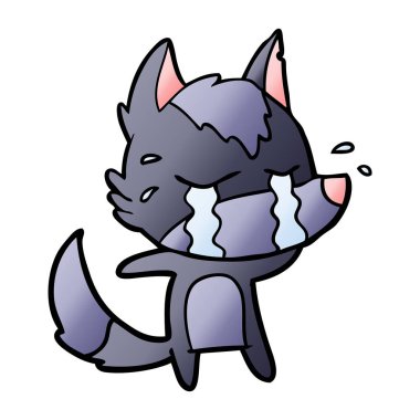 vektör çizim karikatür ağlayan kurt