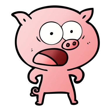 vektör çizim karikatür domuz bağırarak