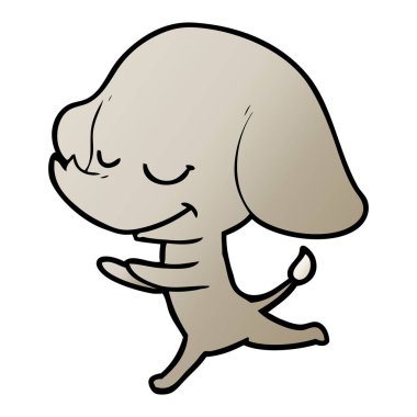 vektör çizim karikatür fil gülümseyen