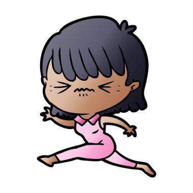 vektör çizim karikatür kadın atlama