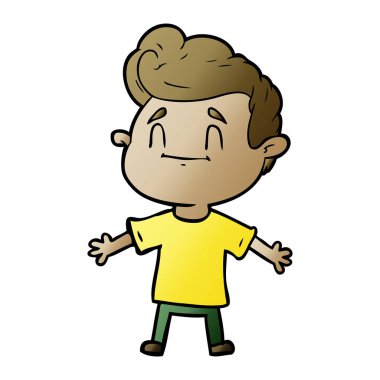 mutlu çizgi film adam vektör çizim