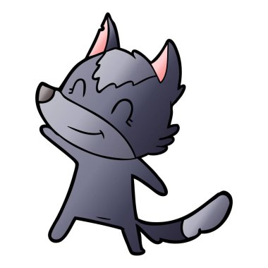 vektör çizim dostu karikatür kurt