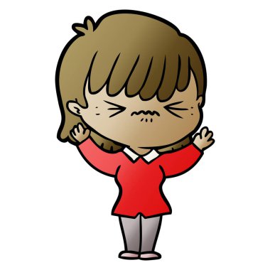 rahatsız çizgi film kız vektör çizim