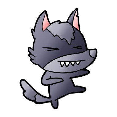 vektör çizim öfkeli wolf çizgi film