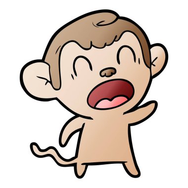 bağırarak karikatür maymun vektör çizim