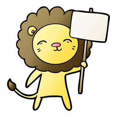 çizgi film aslan protesto işareti ile