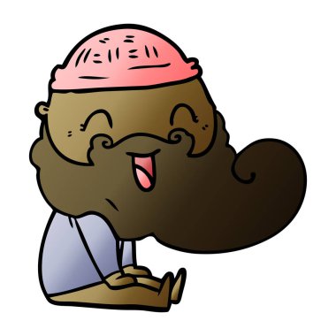 mutlu sakallı adam gülüyor oturdu