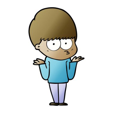 çizgi film çocuk omuzlarında shrugging karıştı