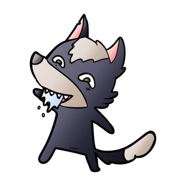 vektör çizim karikatür aç kurt