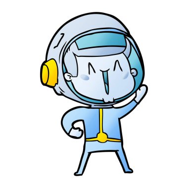 mutlu karikatür astronot vektör çizim