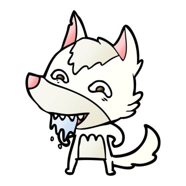 vektör çizim karikatür aç kurt