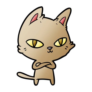  vektör çizim karikatür kedi bakarak