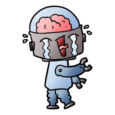 vektör çizim robot ağlıyor çizgi film