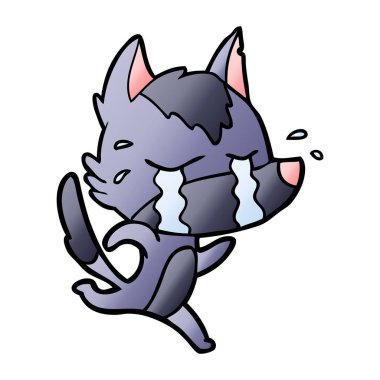 vektör çizim karikatür ağlayan kurt