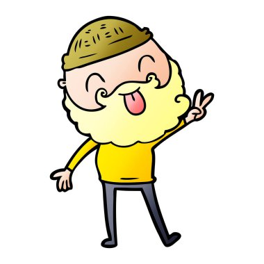 barış işareti veren sakallı