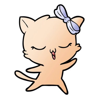 kafasına yay ile dans eden kedi çizgi film