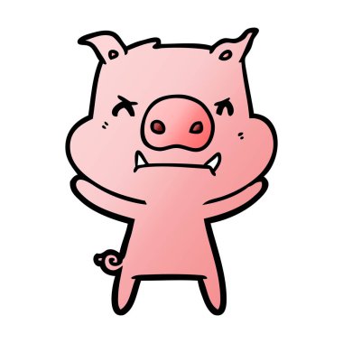 kızgın çizgi film domuz vektör çizim