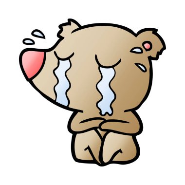 vektör çizim ayı ağlıyor çizgi film