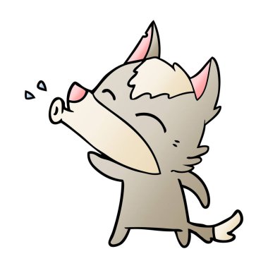 uluyan kurt karikatür, vektör çizim